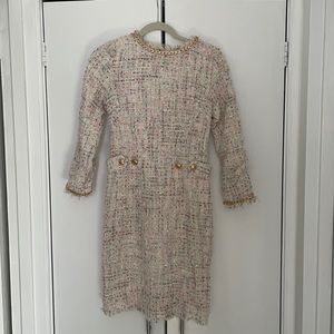 Tweed Pink and Cream Dress
